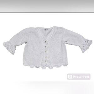 Vintage Rico Hand-Knit Cotton Cardigan Sweater Medium Boho Beach